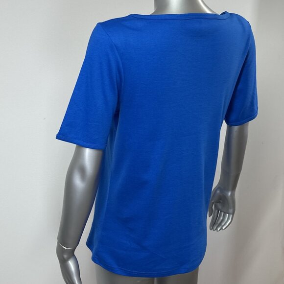 NWOT Women's Short Sleeve Scoop Neck Top in Royal Blue - Picture 3 of 7